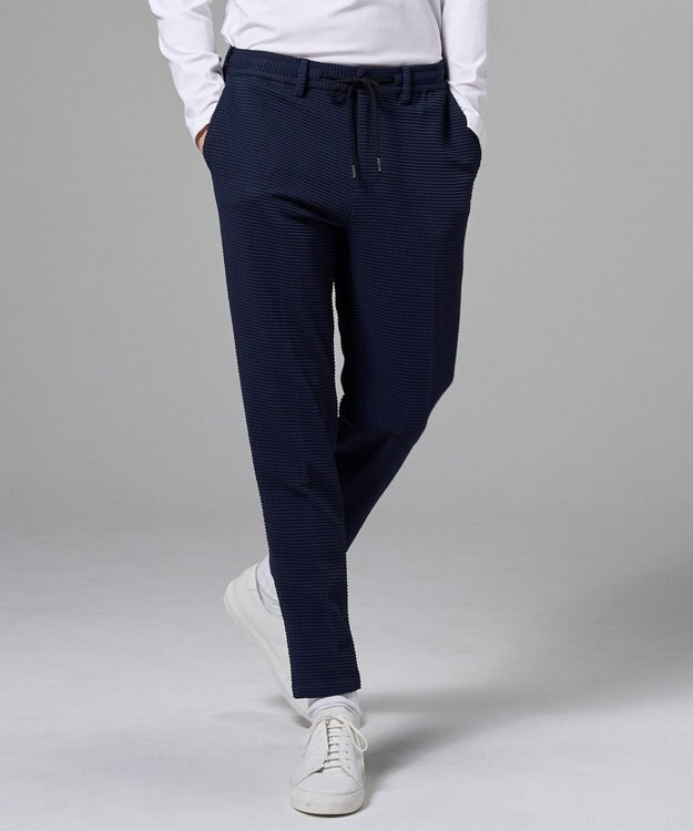 JOSEPH HOMME 【オリジナル素材 /ウエストゴム仕様】ライトタックジャージー  ドロスト付テーパードパンツ / PEGG CONVERTIBLE ネイビー系