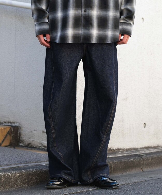 WEGO 【ユニセックス着用ITEM/SMLサイズ展開】カバーフィットバルーンデニムパンツ デニムインディゴ