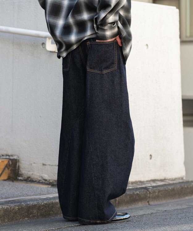 WEGO 【ユニセックス着用ITEM/SMLサイズ展開】カバーフィットバルーンデニムパンツ デニムインディゴ