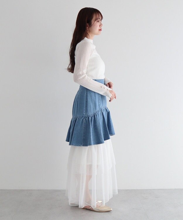 Green Parks ｄａｚｚｌｉｎ　デニムチュールレイヤードスカート Indigo