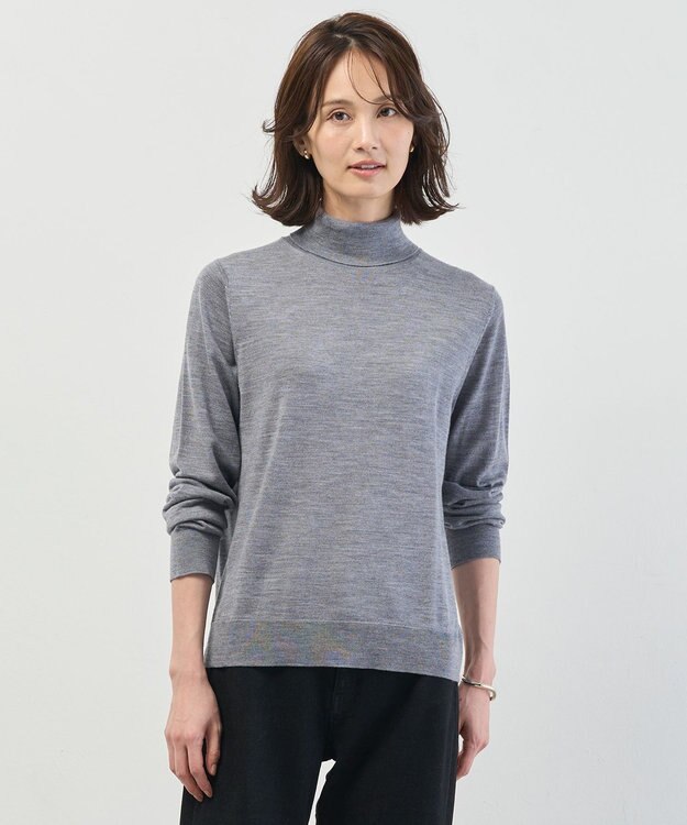 J.PRESS LADIES PURE WOOL タートルネック ニット グレー系