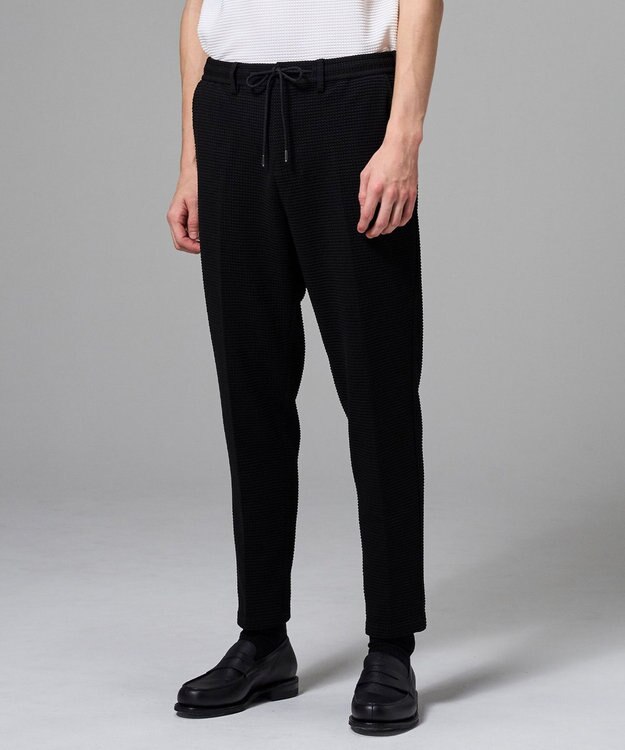 JOSEPH HOMME 【オリジナル素材 /ウエストゴム仕様】ライトタックジャージー  ドロスト付テーパードパンツ / PEGG CONVERTIBLE ブラック系