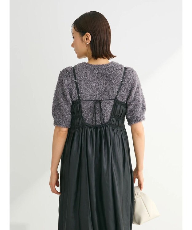 Green Parks レザー風キャミワンピース Black