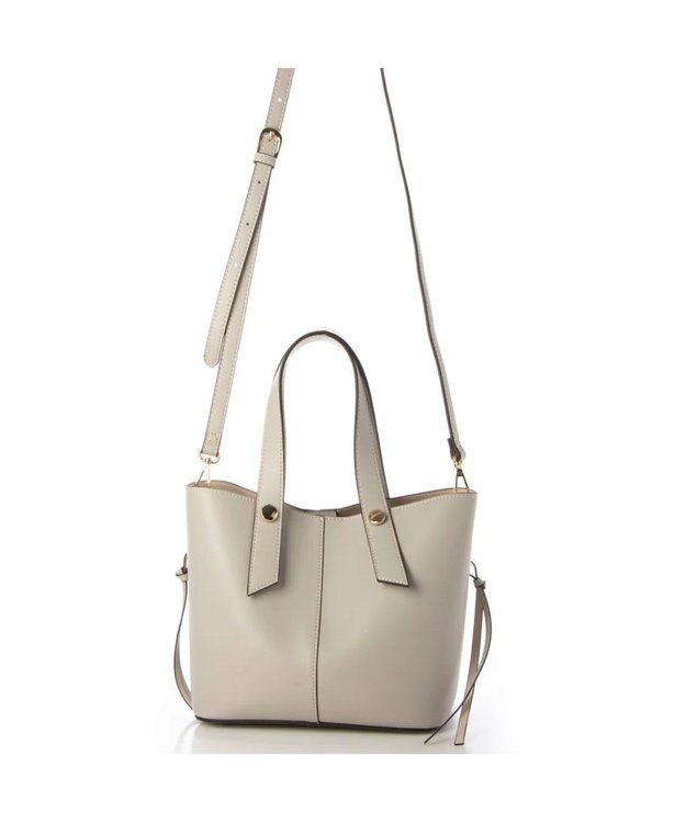 UNBILLION cachecache スタッズポイント両面合皮2wayトートバッグ グレー