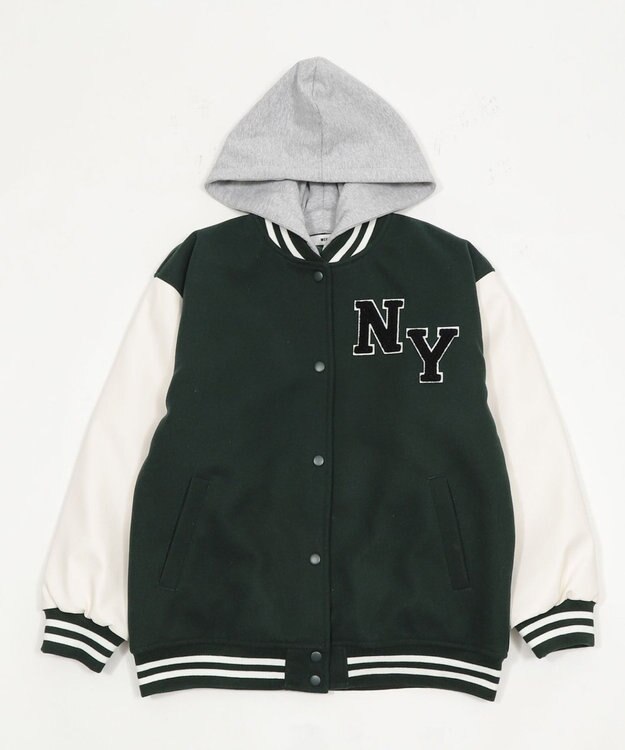 WEGO 2WAYフード付きビッグスタジャン ダークグリーン