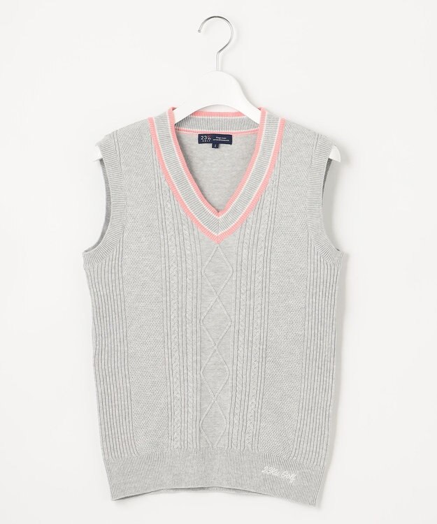 23区GOLF 【WOMEN】【洗える】コットンブレンド ニットベスト ライトグレー系