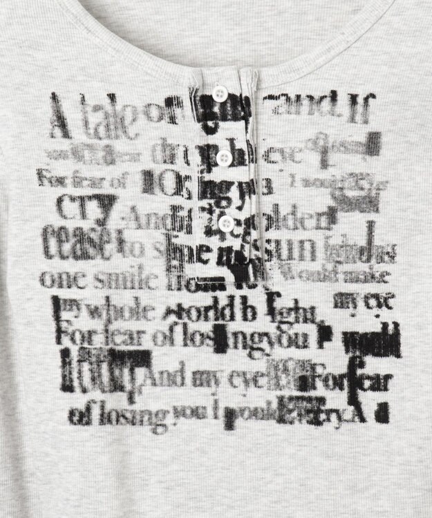 WEGO ヘンリーネックグラフィックピチトップス ホワイトアイボリー