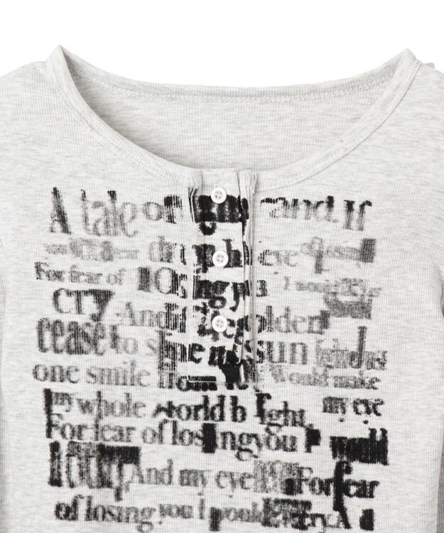 WEGO ヘンリーネックグラフィックピチトップス ホワイトアイボリー