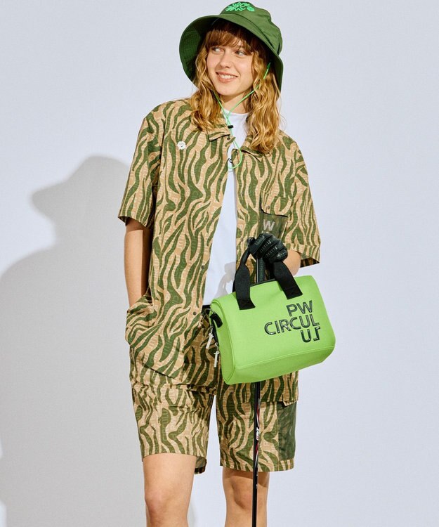 PW CIRCULUS 【MEN】ストライプカモフラ メッシュポケットシャツ ゴルフ カーキ系5