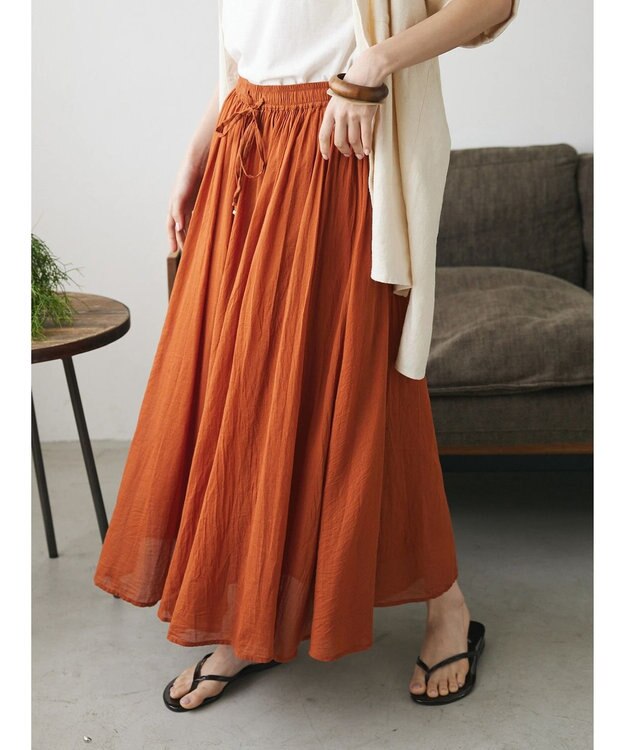 CRAFT STANDARD BOUTIQUE コットンボイルギャザースカート Orange