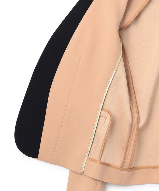 BEIGE， 【L-size】CINDY / ダブルカラージャケット D.Nude×Black