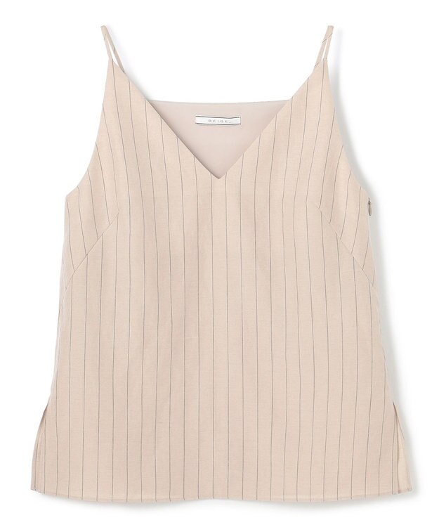 BEIGE， ERYTH / リネンストライプ キャミソール Flax × Bordeaux