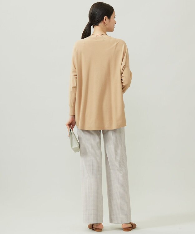 自由区 L TRギャバチェック柄ストレート パンツ オフチェック