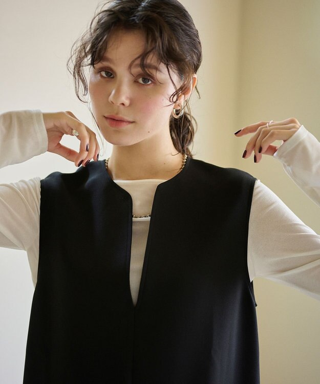 #Newans 【洗濯機可】キーネックジャンパースカート ブラック