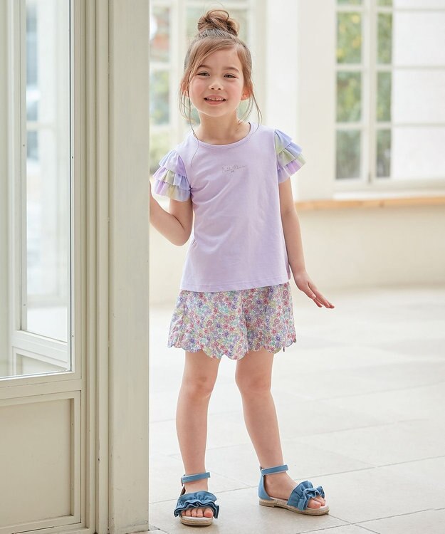 ANY KIDS 接触冷感 レインボーチュール Tシャツ ラベンダー