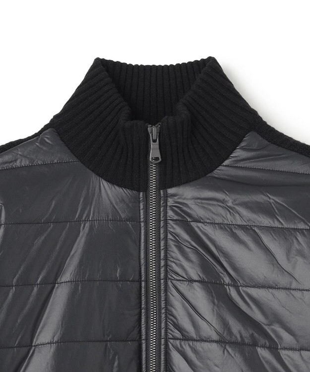 JOSEPH HOMME ニットブロックシルキーサテン　ニットブルゾン ブラック系