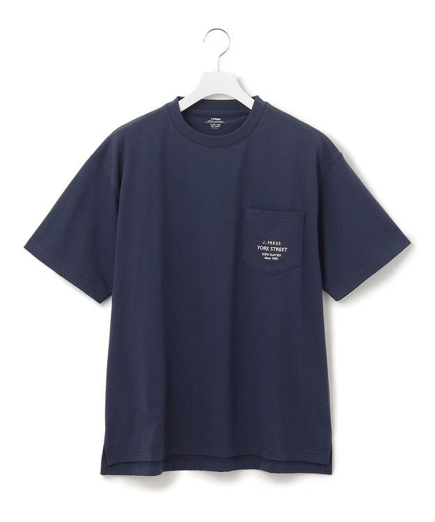 J.PRESS YORK STREET 【UNISEX】ワンポイント刺繍 ポケットTシャツ ネイビー系