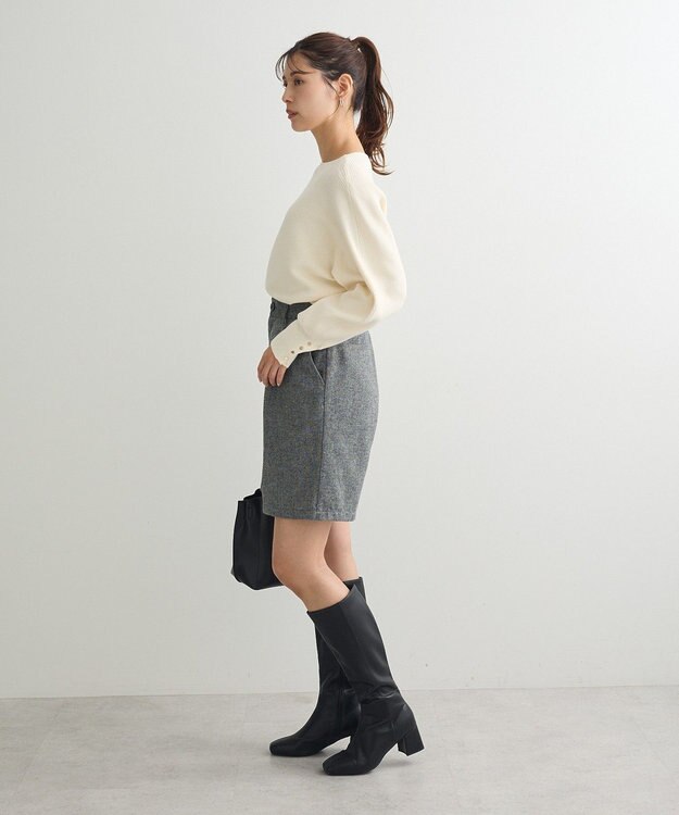 Green Parks もちやわ袖釦ドルマンニットプルオーバー Off White