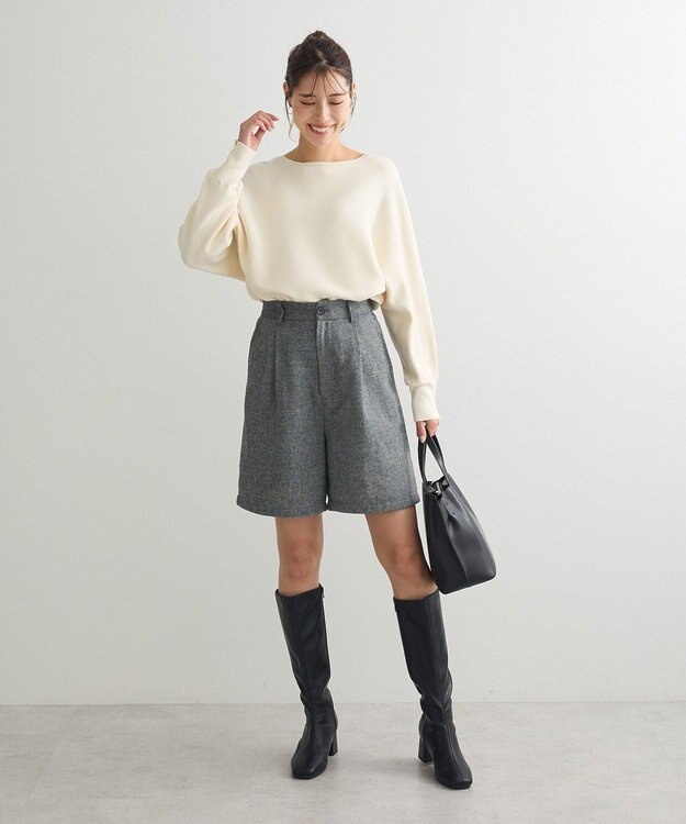 Green Parks もちやわ袖釦ドルマンニットプルオーバー Off White