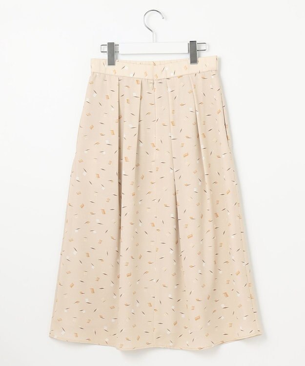 自由区 【洗える・XSサイズあり】ブラッシュドシャドープリント スカート シャンパンベージュ系