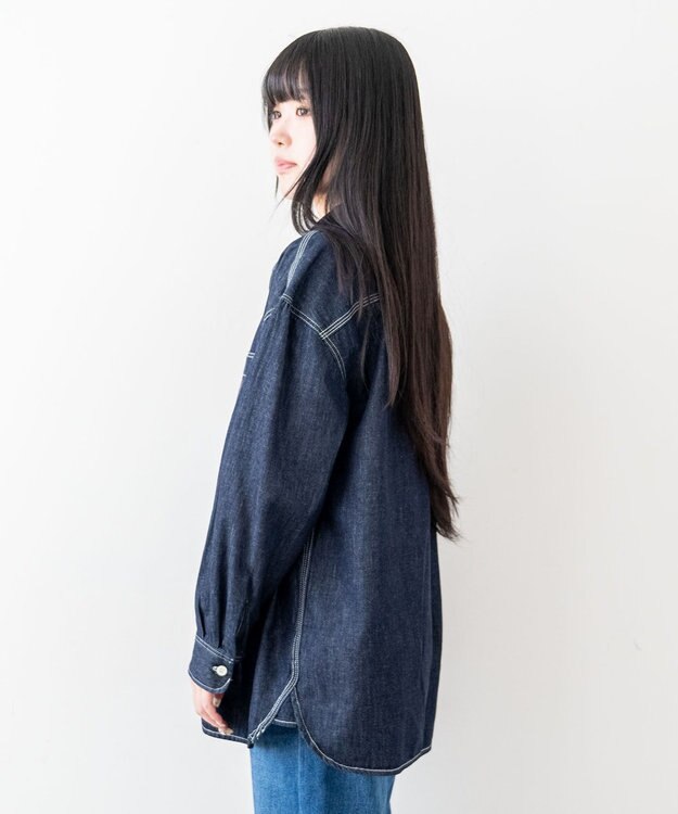 caqu work shirts ゆったりシルエットなワークシャツ rinse