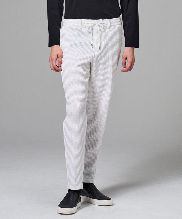 JOSEPH HOMME 【オリジナル素材 /ウエストゴム仕様】ライトタックジャージー  ドロスト付テーパードパンツ / PEGG CONVERTIBLE ホワイト系