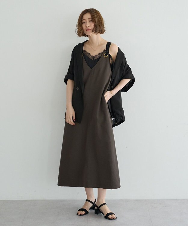 YECCA VECCA ベルトストラップサロペット Charcoal Gray