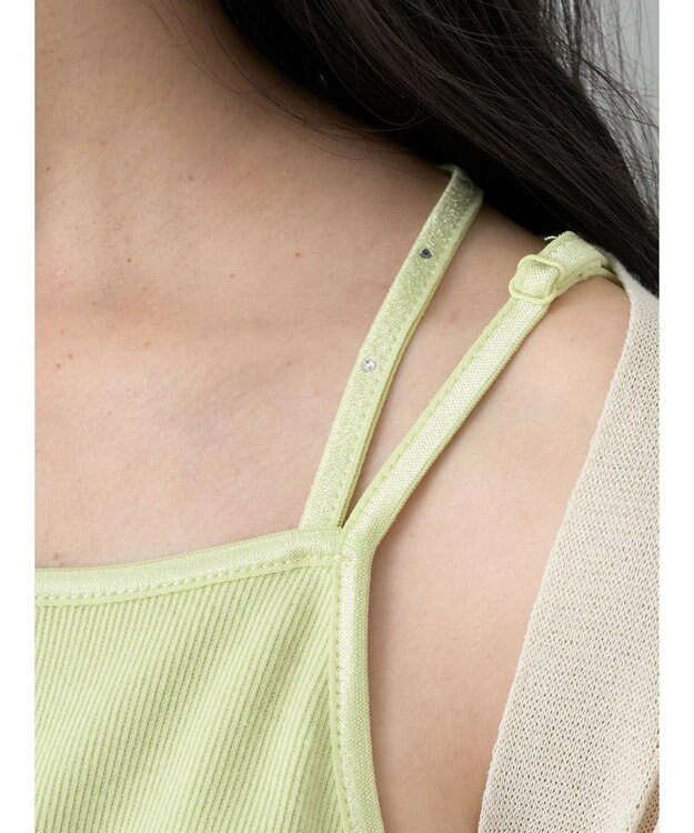 earth music&ecology キラキララインストーンキャミ Lime Green