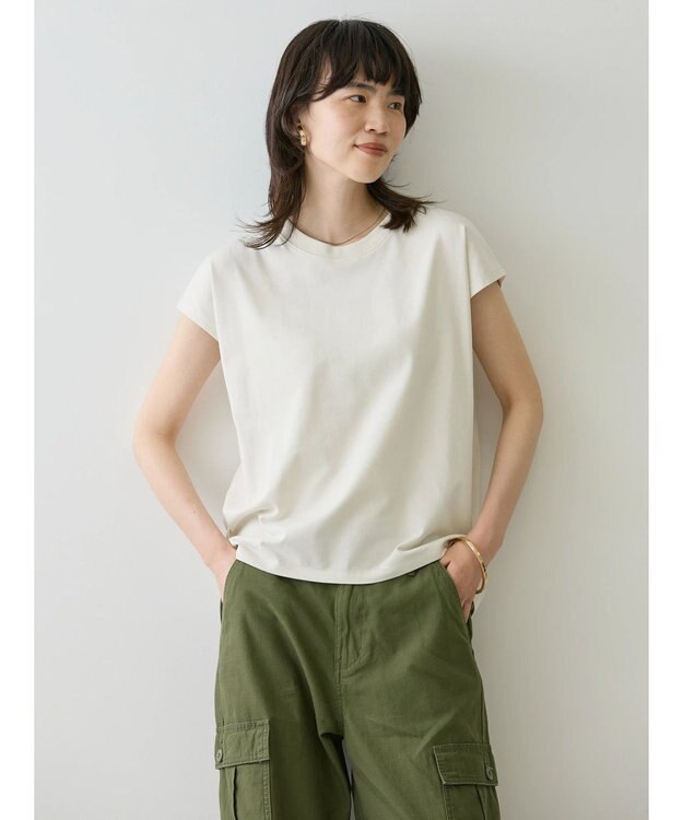 AMERICAN HOLIC 接触冷感フレンチスリーブカットプルオーバー Ivory