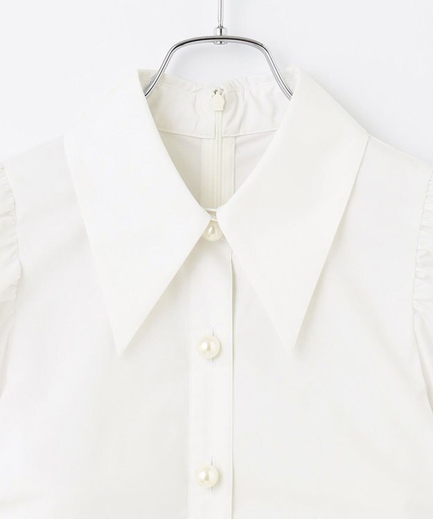 #Newans 【セレモニーにも】下から着られちゃう！尖り襟パフスリーブブラウス ホワイト系