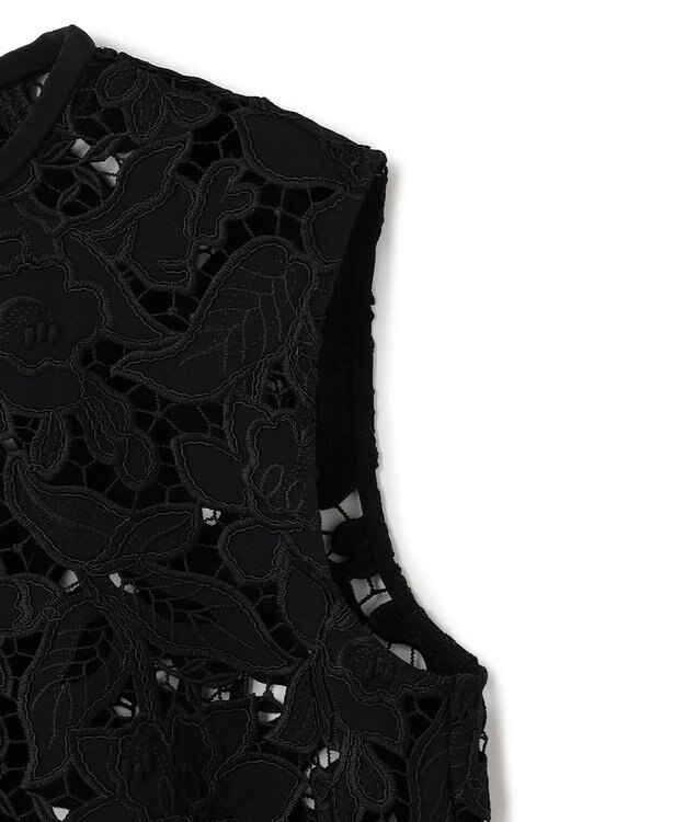 BEIGE， CITRINE / エンブロイダリーレースノースリーブブブラウス Black