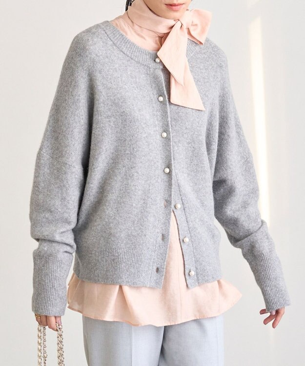 UNFILO イージーケア ボウタイ ブラウス ピンク