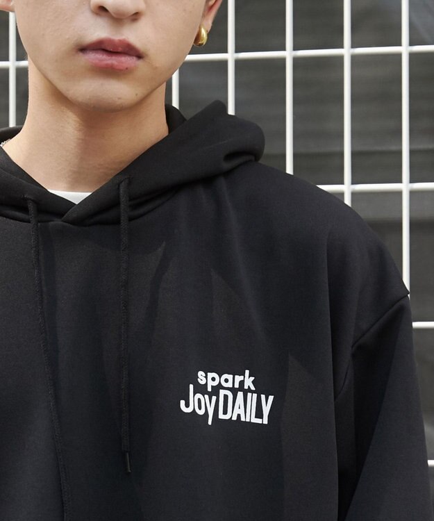 WEGO チェックレイヤードパーカー ブラック