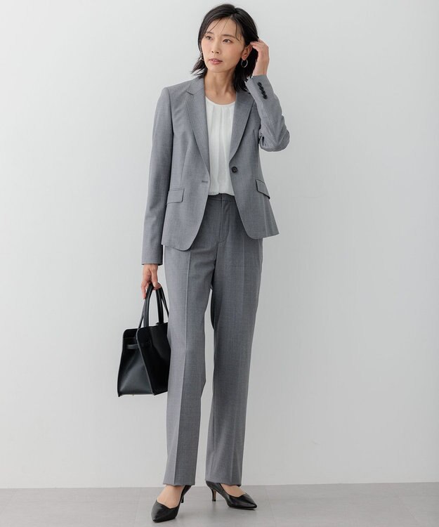 23区 【セットアップ対応】ラフィーネウール 一つ釦 ジャケット ライトグレー系