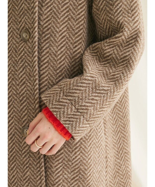 CRAFT STANDARD BOUTIQUE ウール混ガンパッチロングコート Brown