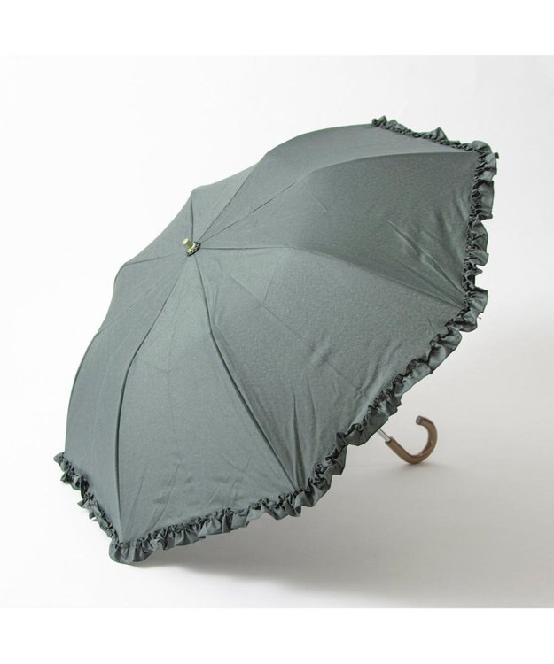 UNBILLION カシュネ cachenez / 【晴雨兼用】【日傘】 シャンプレーフリルトップレス折りたたみ傘 グリーン