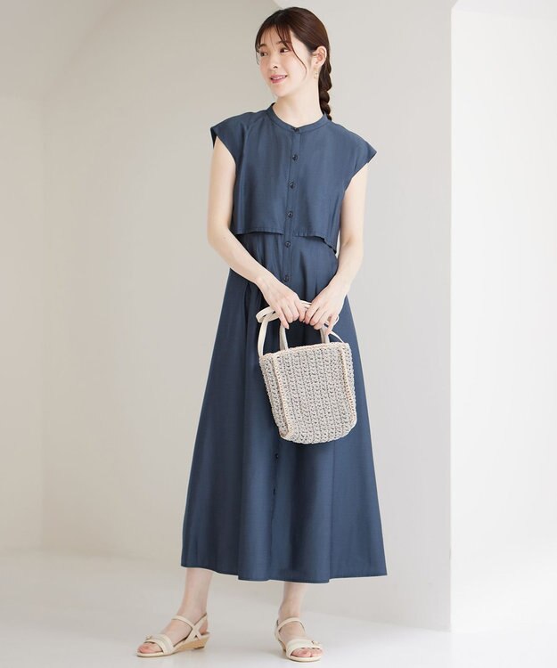 ANY SIS S 【洗える】クロップドシャツ ワンピース シャンブレー