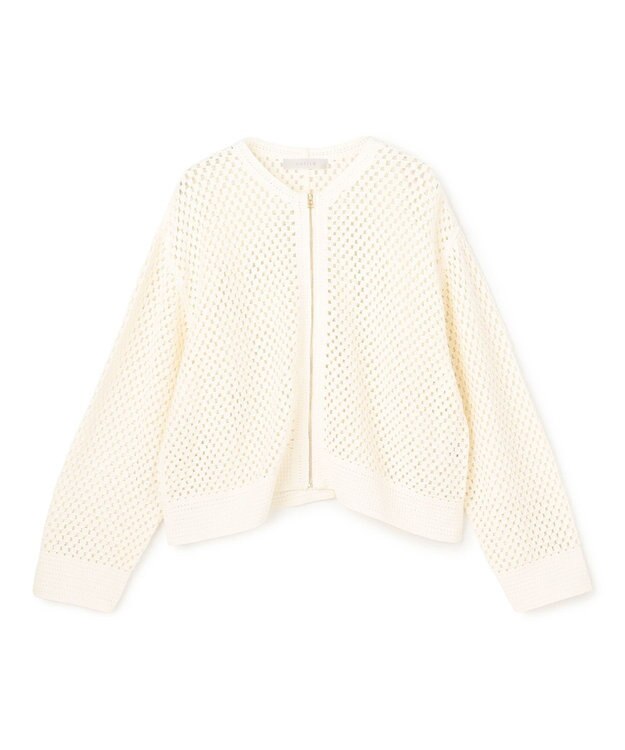 UNFILO クロシェレースニット ZIPカーディガン エクリュ