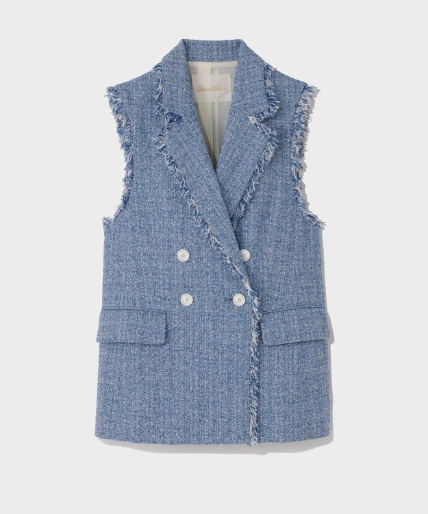 GRACE CONTINENTAL シャンブレーツイードジレ ブルー