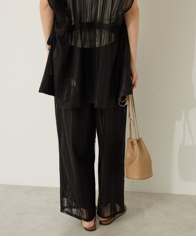 AMERICAN HOLIC 幾何学レースイージーパンツ Black