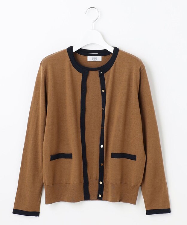 J.PRESS LADIES 【洗える】トリムツイン ニット キャメル系