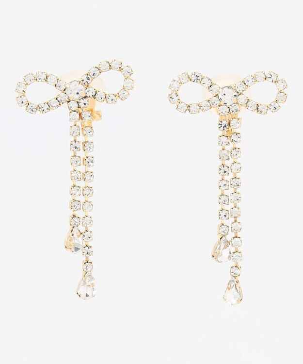 組曲 【好評につき追加販売】ダイヤレーンリボンイヤリング ゴールド系