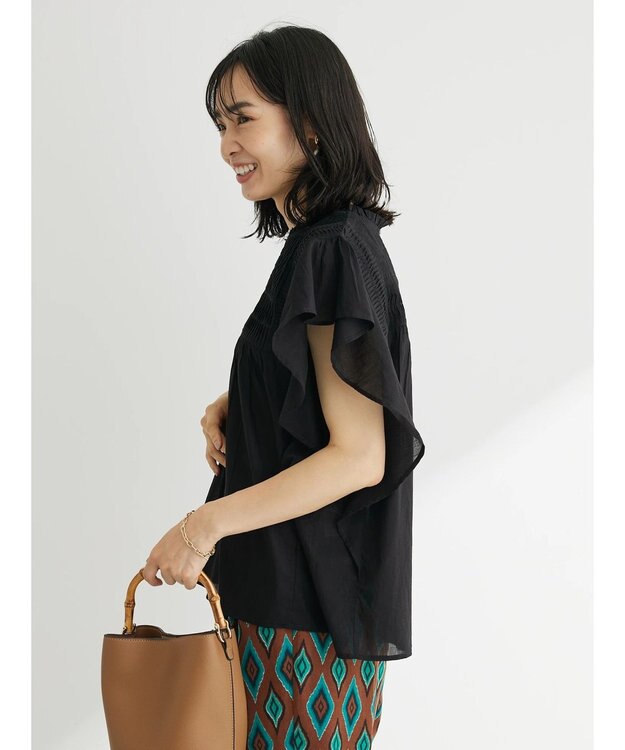 Green Parks Ｉ　フリルノースリーブブラウス Black