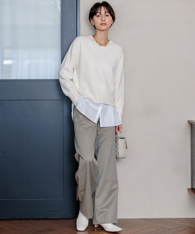 23区 【VERY3月号掲載/洗える】TRコンフォートストレッチ ワイドパンツ ライトグレー系