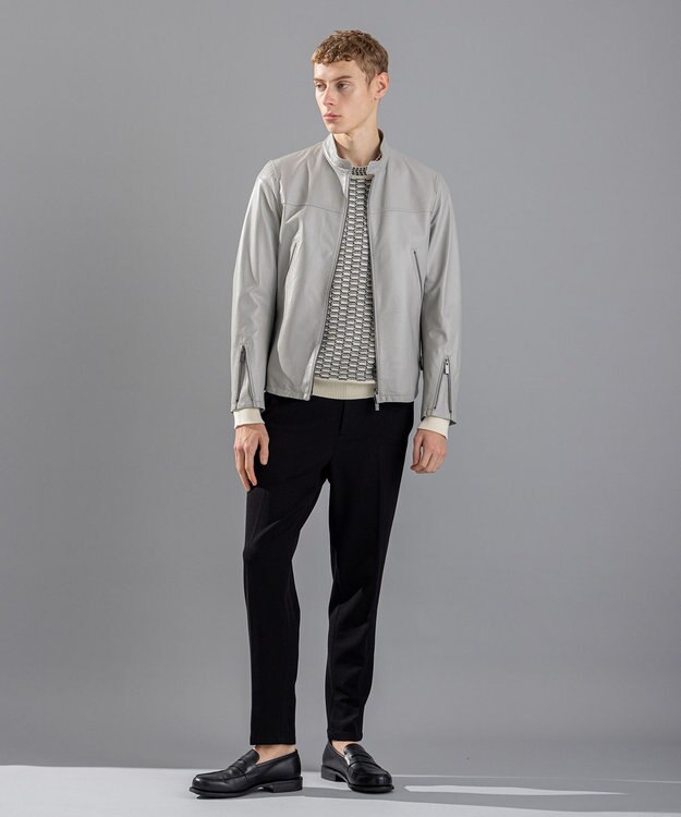 JOSEPH HOMME 【LEON 2月号掲載】ライトラムナッパレザー　シングルライダース アイボリー系