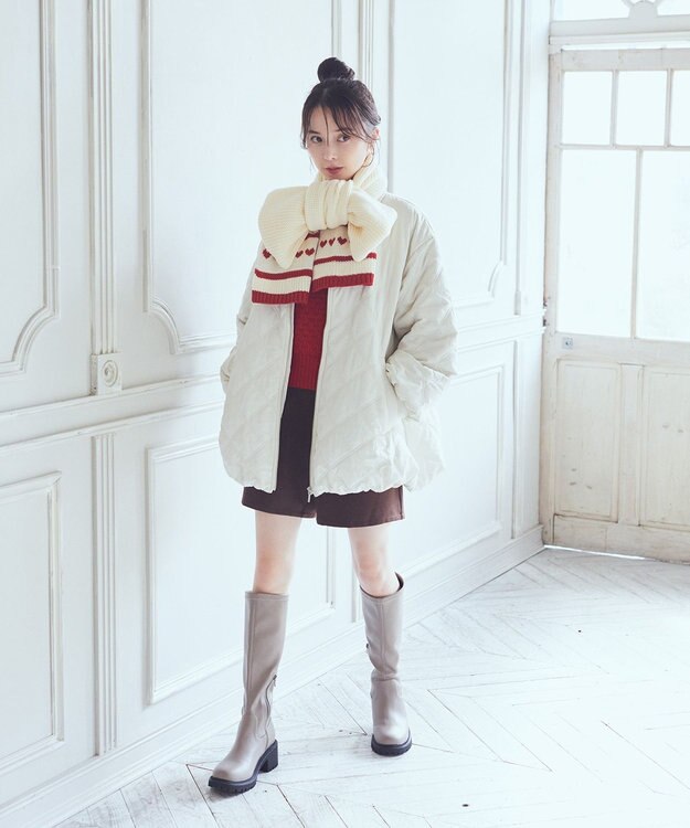 earth music&ecology ダブルステッチキルティングコート Ivory