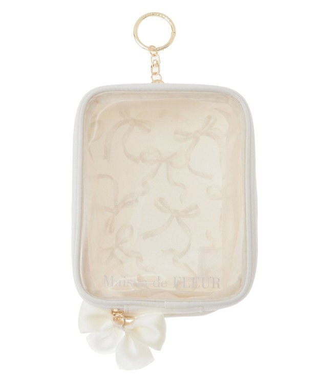Maison de FLEUR リボンプリントクリアポーチ Ivory