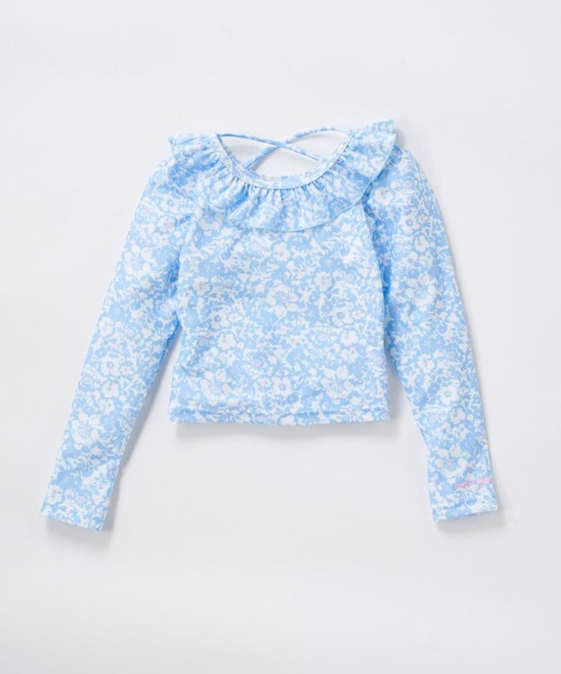 OP／FILA 【marie claire ENFANTS】フリル襟付き長袖ラッシュガード型水着 サックス