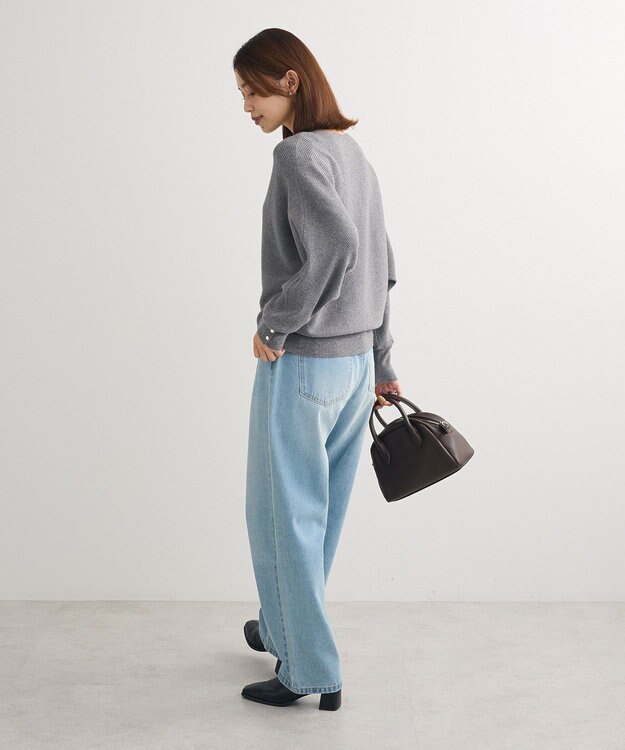 Green Parks もちやわ袖釦ドルマンニットプルオーバー Gray Mixture