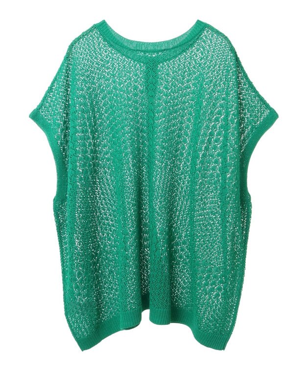 Green Parks 透かし柄ポンチョニットカーディガン Green
